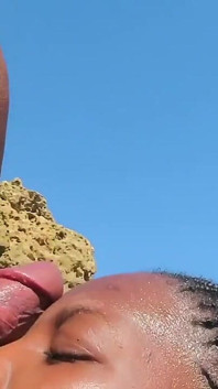 Ebony Teen Giving a Blowjob in Public