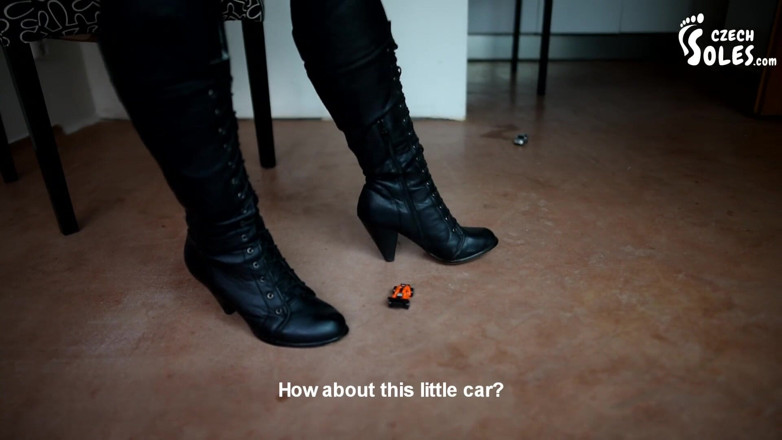 Czech Soles - foot fetish content: Madam Cat crushing puny cars under her boots
