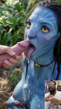 Cum Covered Avatar Waifu Gets Cum Drizzled All on Her Slutty Na’vi Ass Tongue