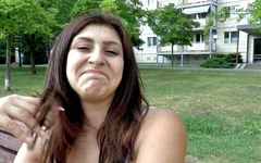 Big boobs brunette gets fucked hard in the car from her fucker
