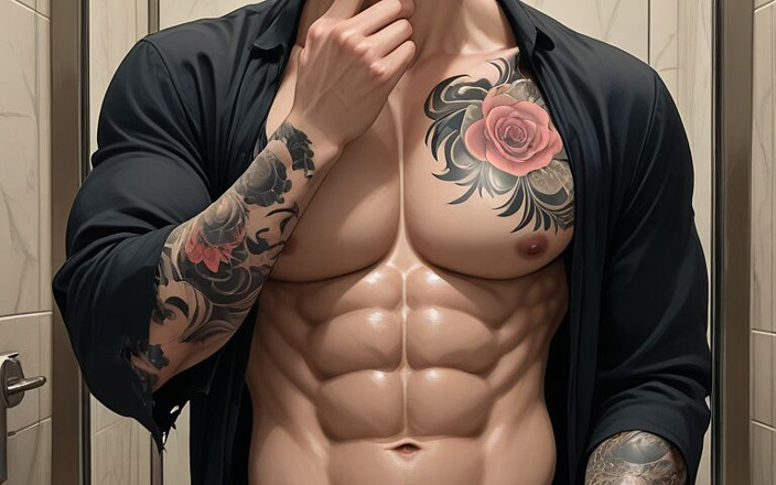 LustMen: Un mauvais garçon tatoué taquine une énorme bite en érection dans un étal...