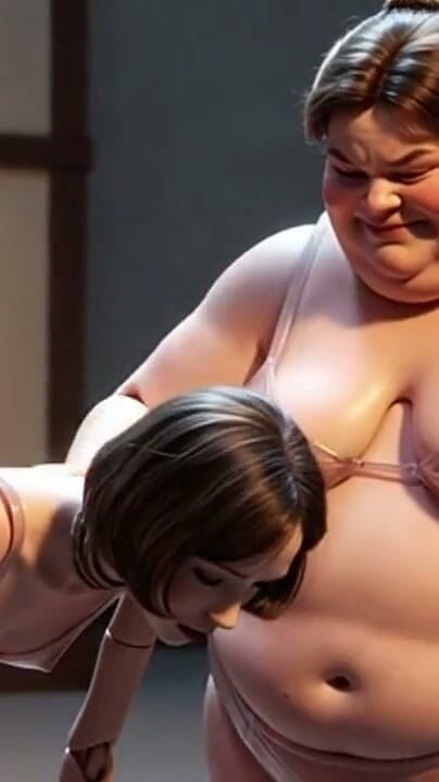 YOUR BEST FANTASY: Maîtresse Grosse Fouette Esclave Maigre Liée - Corps Contraste Humiliation