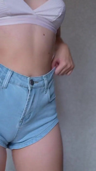 Try on Denim Mini Shorts