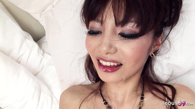 Asian porn collection: Skinny Asian Milf with hairy pussy fucked by step on...