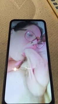 Nasty Slut Watches Her Own Porn Gagging on That Cock Deep in Her Throat with the Load He's Got