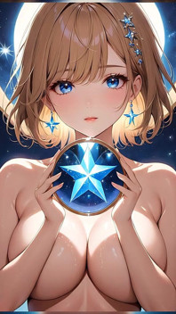 Starlit Reflections - Ai Girl segurando um espelho mágico