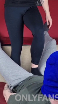Ballbusting Trampling with Amateur Feet in Black Socks