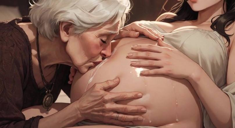 YOUR BEST FANTASY: 90yo Granny Passionately Licking Pregnant Belly - Very Aroused