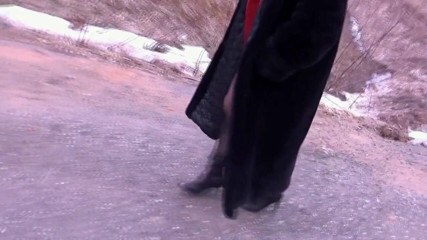 Nylon-Heels: Business style, walk-in fur coat
