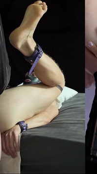 Split Screen Chastity pov menambat - pandangan saya & pantat saya melantun