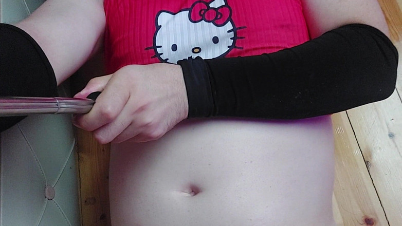 Kitty_Cross: Trêu chọc đùi cao, crossdresser lướt tay trên cơ thể mập...