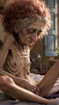 Very Old Widow Masturbates Her Wrinkled Pussy Alone and Craves a Huge Cock