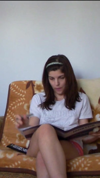 Sexy Teen Making Her Homework in Tight Short Pants