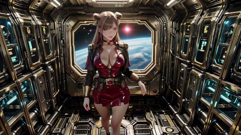Seraphina Vale: Starship Red Armor the Blonde Commander's Private Gaze!