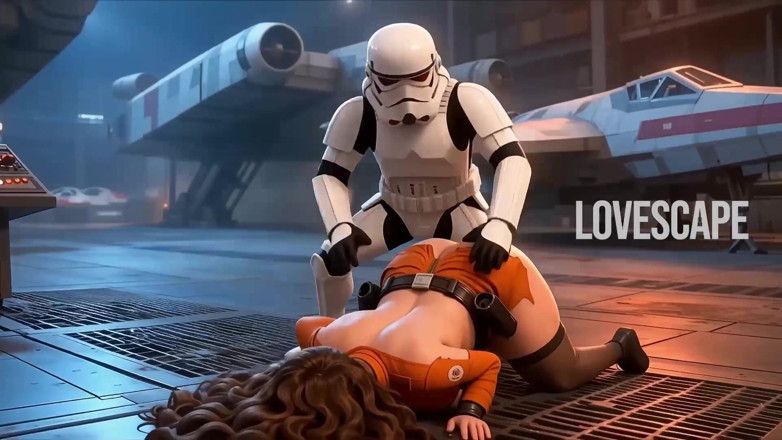 Lovescape: Stormtrooper captura morena caliente
