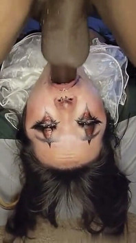 Pulă neagră mare și haotică de Halloween - spermă pe machiaj de clovn
