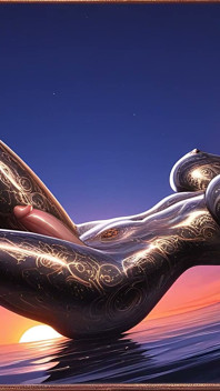 Cliffside Sunset Floating - Reclining Nude Futa