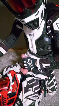Horny Motocross Player Cumming on Boyfriend Helmet