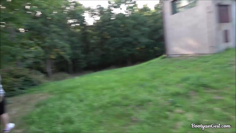 Bootyass Girl: Blonde teen sucks and fucks outside