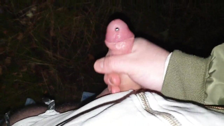 PiercedSwedishCock: Ich streichel meinen gepiercten schwanz im wald + abspritzen mit stöhnen