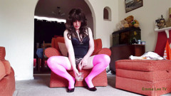 Tranny Pee and Lap Dance in Pink Stockings