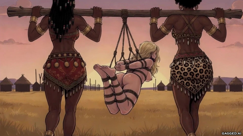 Gagged AI Cartoons: Blondă legată Cargo