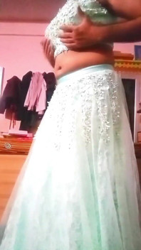 Indian Gay Crossdresser Bottom in Blue Lehanga