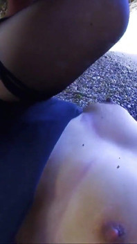 The MILF is a slut with huge breasts and a shaved vagina enjoying a cock inside her pussy on the beach