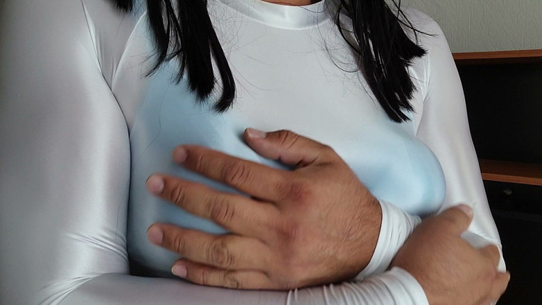 Sexy shinny clothes: Caressing My Tits
