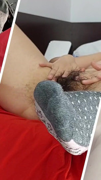 Amateur Wife Fingers in Pussy Orgasm. Latina Hairy Pussy Masturbates with Moans