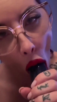 Deep Sloppy Blowjob with a Big Black Dildo