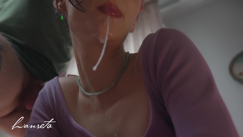 Lanreta: Homemade Girlfriend Blowjob. Sloppy Face Fucking and Cum in Throat -...