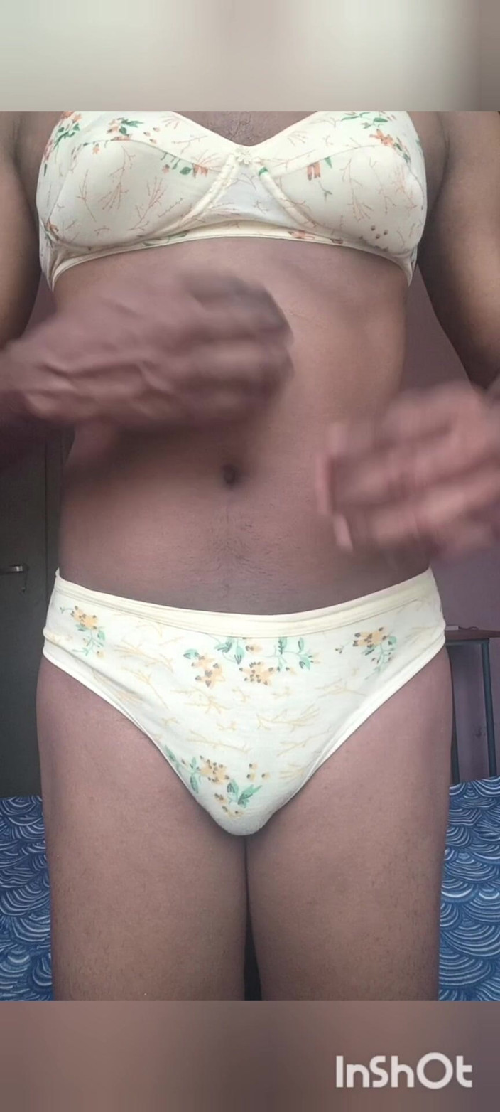 shapemodel: Sexy Lingerie Poses Bra Panty Try-on Back View Tease