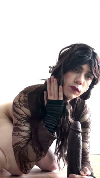 Pretty Trans Teen Deepthroats and Rides BBC Dildo