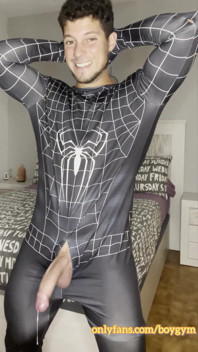 My Big Cock Dont Need Touch to Cum! Spiderman Cums