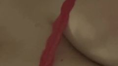 Squeezing My Big Boobs Sucking My Dildo Wand Stimulation Orgasm