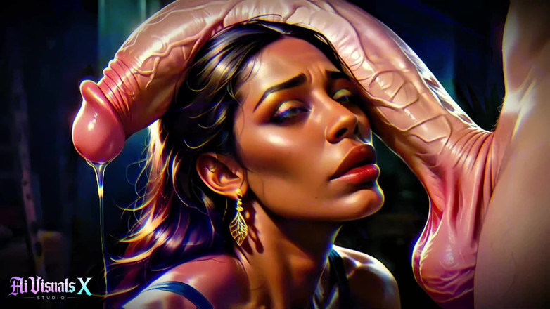 AI Visuals X: Dewi eboni bertetek besar - zakar putih menyembah Asmr gelap & Kontras...