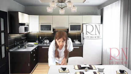 Regina Noir: Cheerful maid without panties eats a lot of bananas in...