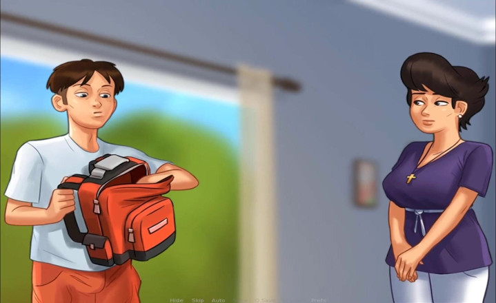 Hentai World: Summertime saga - Helen and red corset fetish