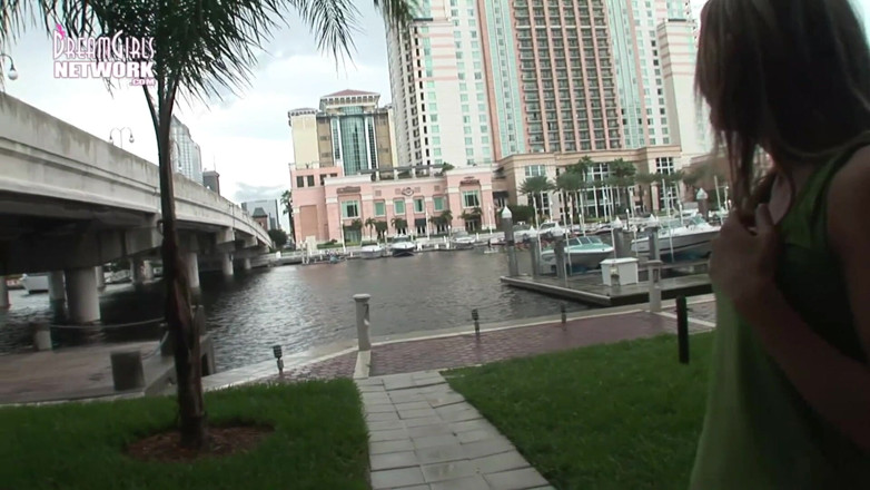 Dream Girls: Two hot girls flash tampa in the rain