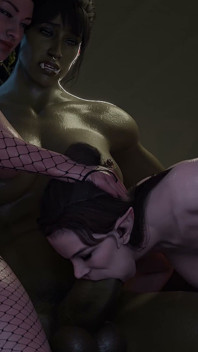 Orc & Elf taberna futanari - sexo grupal y habitación privada con el bar elfo - animación 3D
