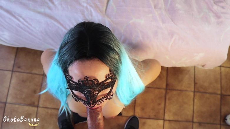 Chokobanana: Blue hair teen blowjob and cum in mouth - oral creampie