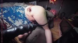 Fucking Sissy Ass on Xxl Ribbed Dildo Extrem Anal Insertion