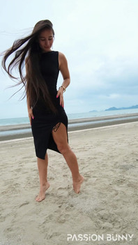 Sexy Tight Black Dress and Beauty Chill
