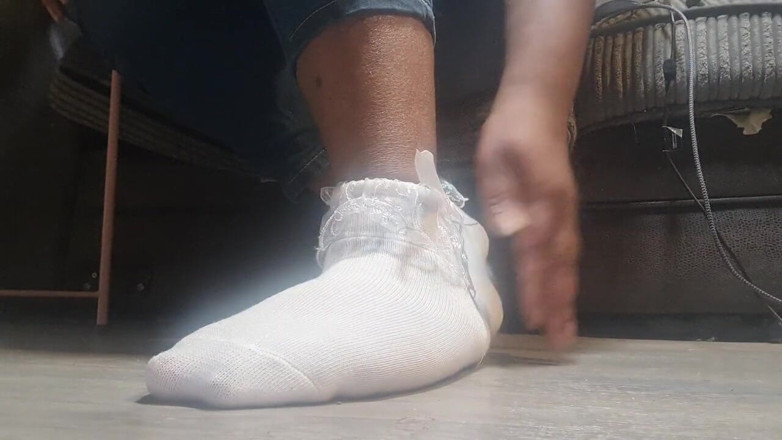 Simp to my ebony feet: my pretty white socks