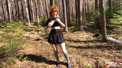 Sweetie Fox: Redhead deep sucking and doggystyle fucking in the forest