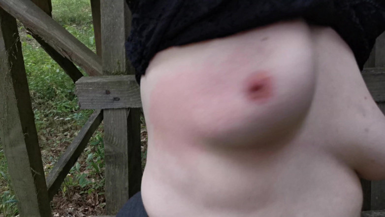 Bouncy Tits Action: Tits slapping in black fishnets