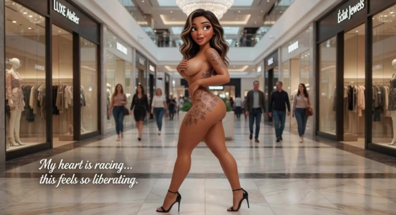 My night collection: Zmysłowa brunetka rozbiera się nago w Luxury Mall i Twerks...