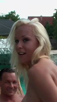 Outdoor Blonde DP Poolside Passion