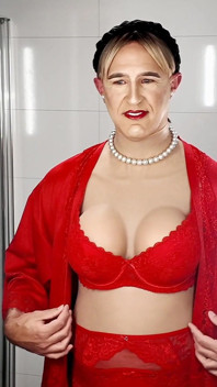 Sissy in Red Lingerie.